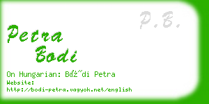 petra bodi business card